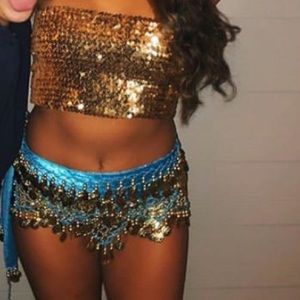 sparkly gold tube top